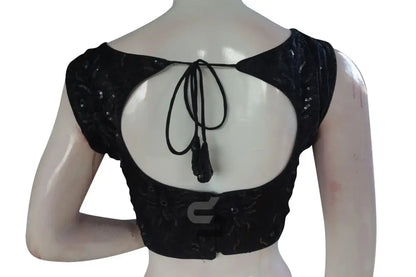 Black Color Netted Designer Embroidery Readymade Blouse - D3blouses