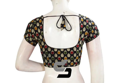 Black Color Patola Print Cotton Readymade Saree Blouse - D3blouses