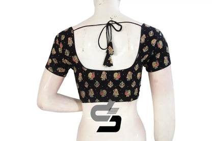 Black Color Patola Print Cotton Readymade Saree Blouse - D3blouses