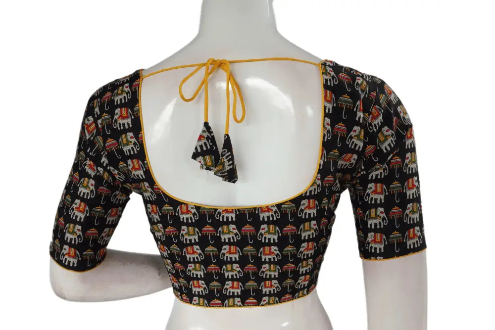 Black Color Patola Print Cotton Readymade Saree Blouse - D3blouses