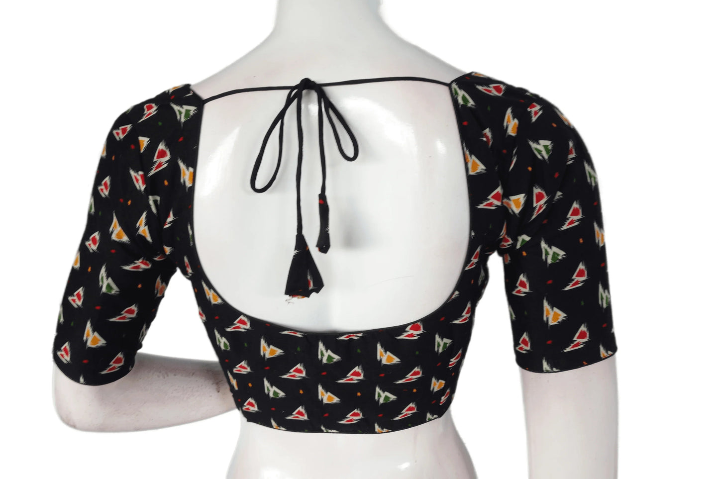 Black Color Patola Print Cotton Readymade Saree Blouse - D3blouses