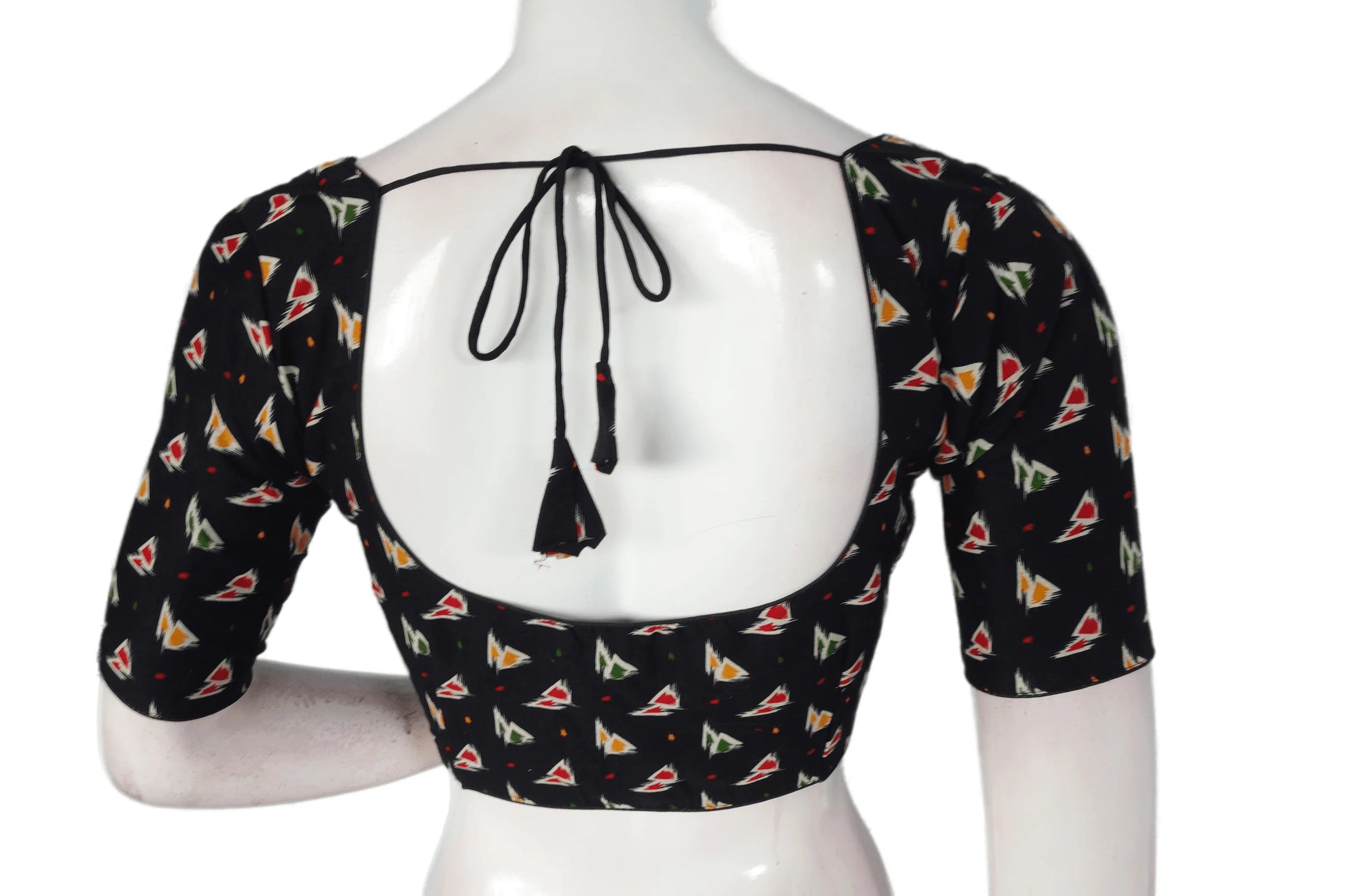 Black Color Patola Print Cotton Readymade Saree Blouse - D3blouses