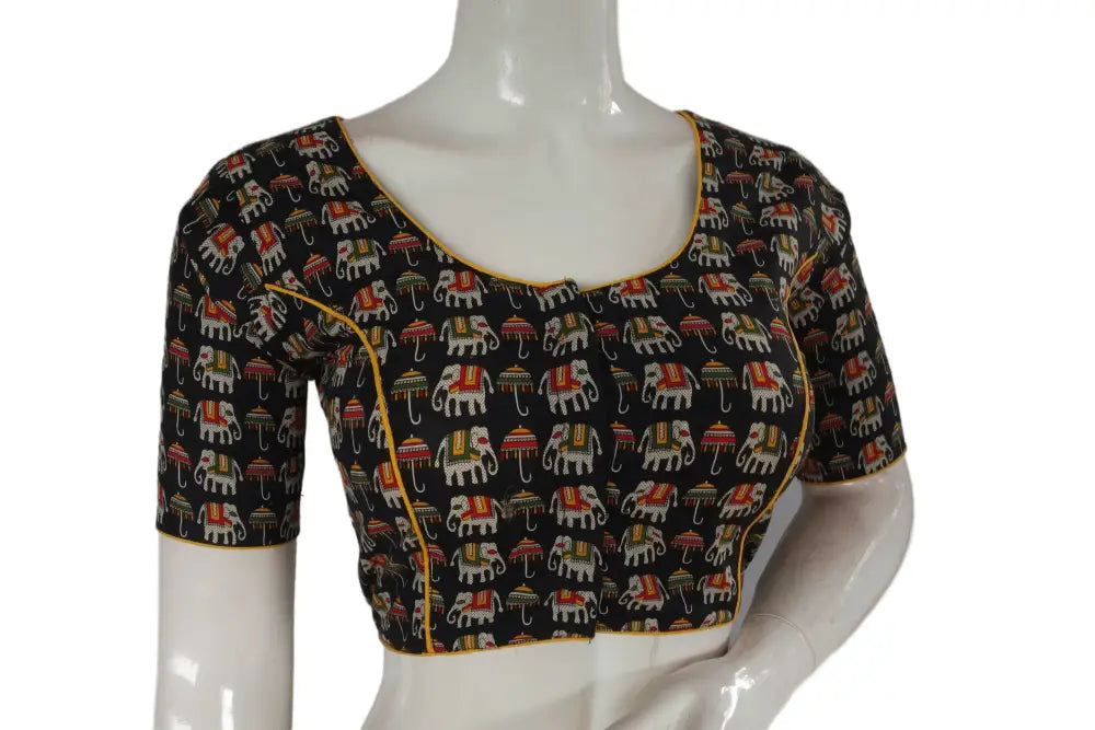 Black Color Patola Print Cotton Readymade Saree Blouse - D3blouses
