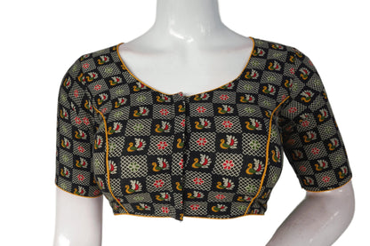 Black Color Patola Print Cotton Readymade Saree Blouse - D3blouses