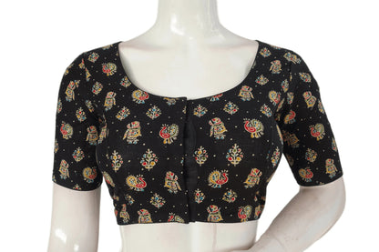 Black Color Patola Print Cotton Readymade Saree Blouse - D3blouses