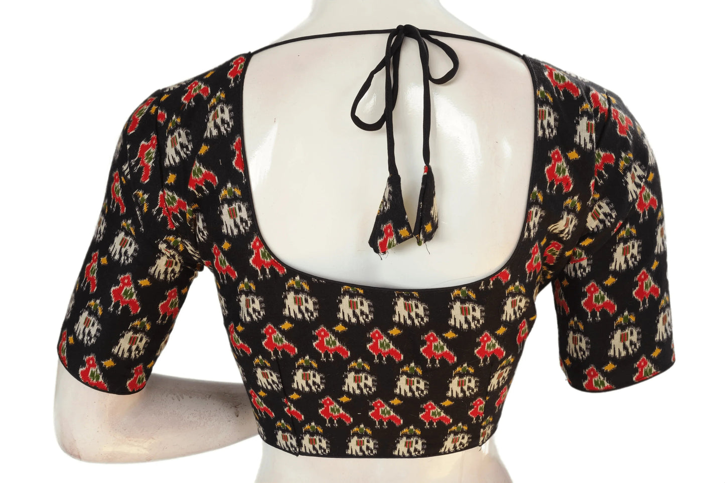 Black Color Patola Print Cotton Readymade Saree Blouse - D3blouses