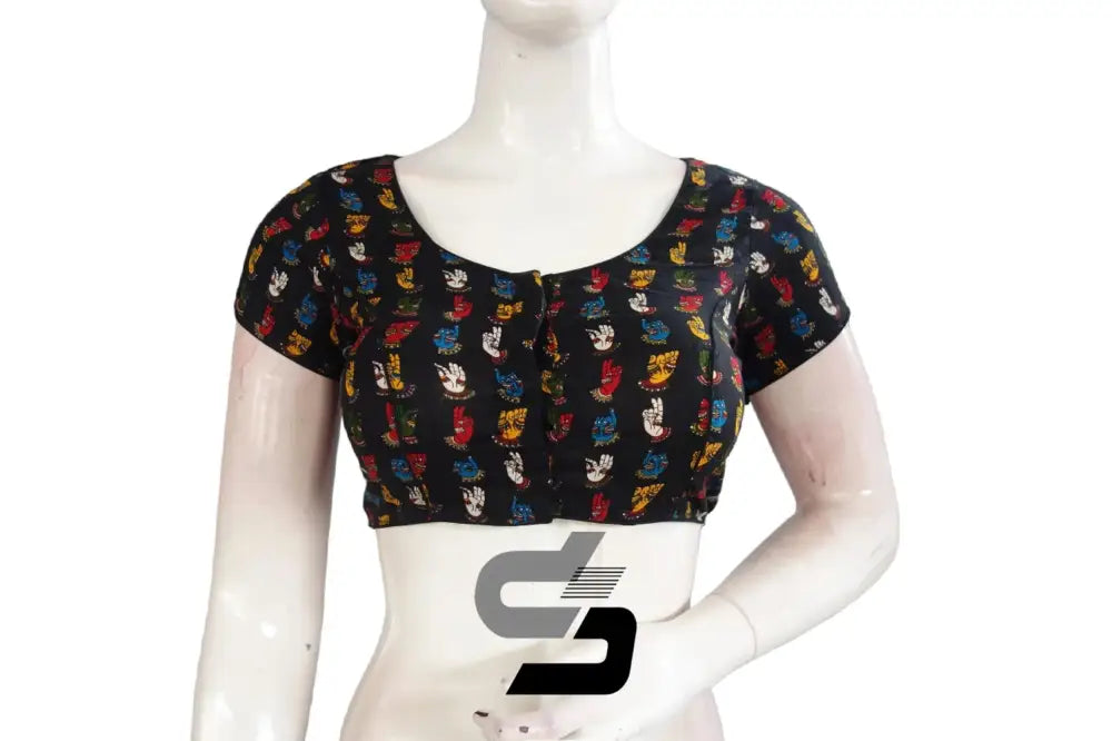 Black Color Patola Print Cotton Readymade Saree Blouse - D3blouses