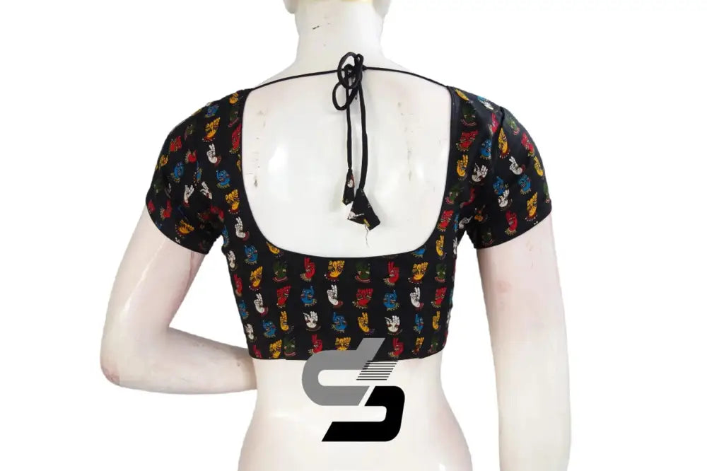 Black Color Patola Print Cotton Readymade Saree Blouse - D3blouses