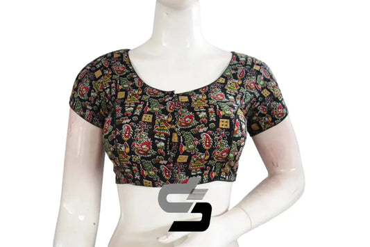 Black Color Patola Print Cotton Readymade Saree Blouse - D3blouses