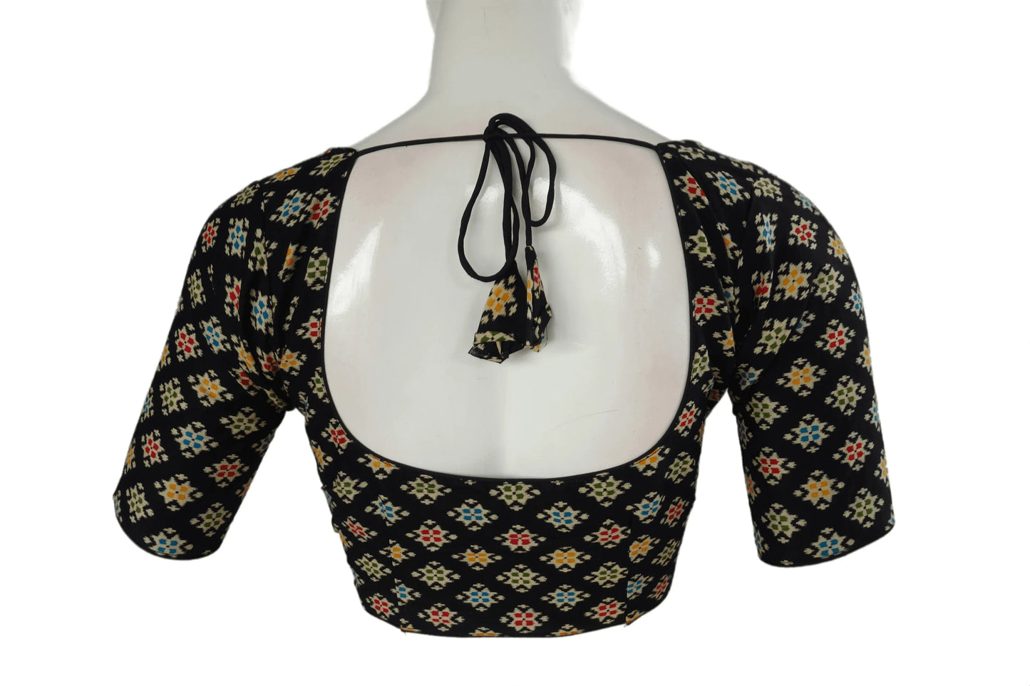 Black Color Patola Print Cotton Readymade Saree Blouse - D3blouses