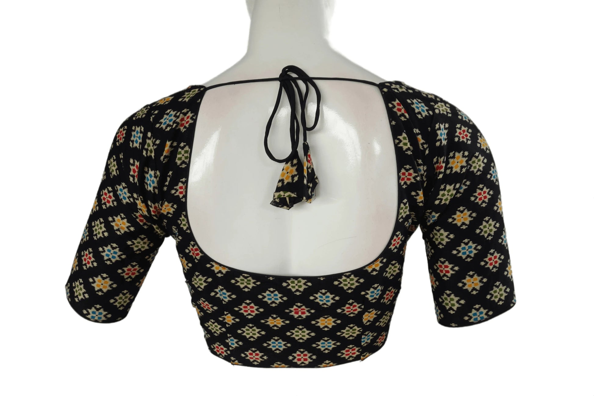 Black Color Patola Print Cotton Readymade Saree Blouse - D3blouses