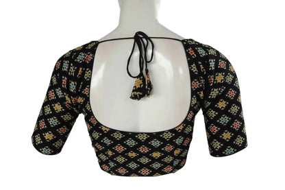Black Color Patola Print Cotton Readymade Saree Blouse - D3blouses