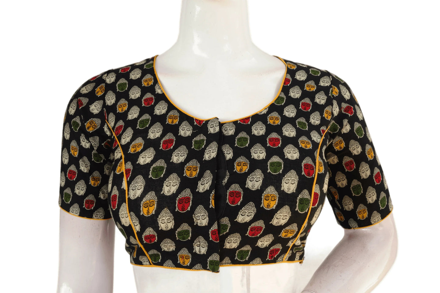 Black Color Patola Print Cotton Readymade Saree Blouse - D3blouses
