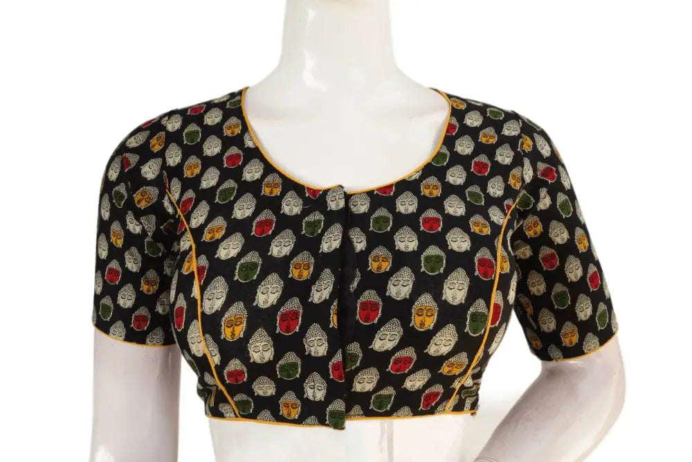 Black Color Patola Print Cotton Readymade Saree Blouse - D3blouses