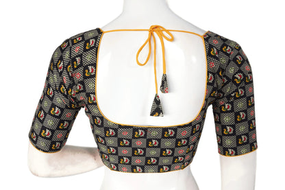 Black Color Patola Print Cotton Readymade Saree Blouse - D3blouses