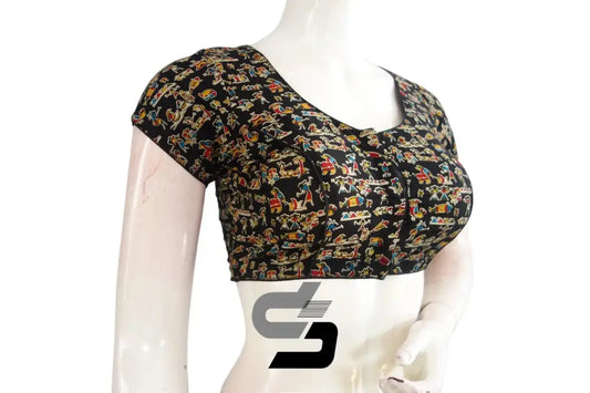 Black Color Patola Print Cotton Readymade Saree Blouse - D3blouses