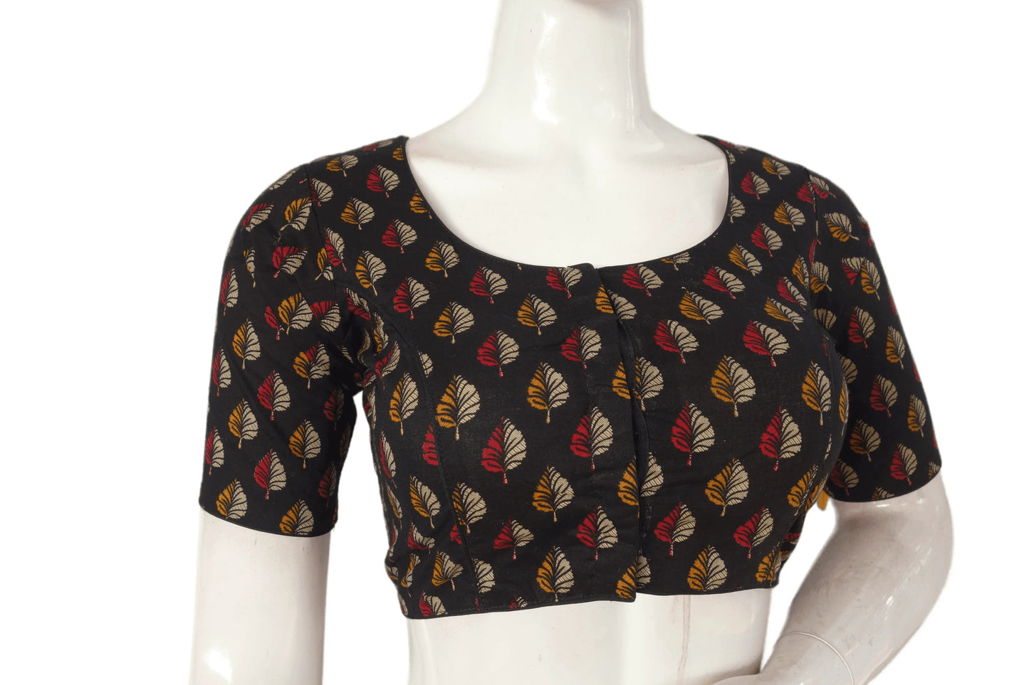 Black Color Patola Print Cotton Readymade Saree Blouse - D3blouses