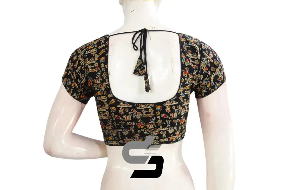 Black Color Patola Print Cotton Readymade Saree Blouse - D3blouses