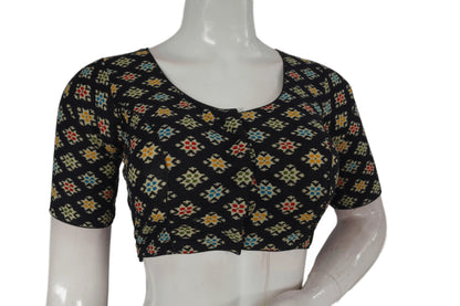 Black Color Patola Print Cotton Readymade Saree Blouse - D3blouses
