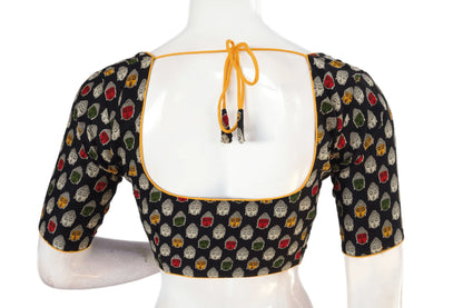 Black Color Patola Print Cotton Readymade Saree Blouse - D3blouses