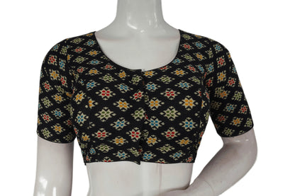 Black Color Patola Print Cotton Readymade Saree Blouse - D3blouses