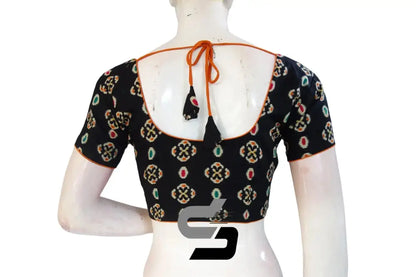 Black Color Patola Print Cotton Readymade Saree Blouse - D3blouses