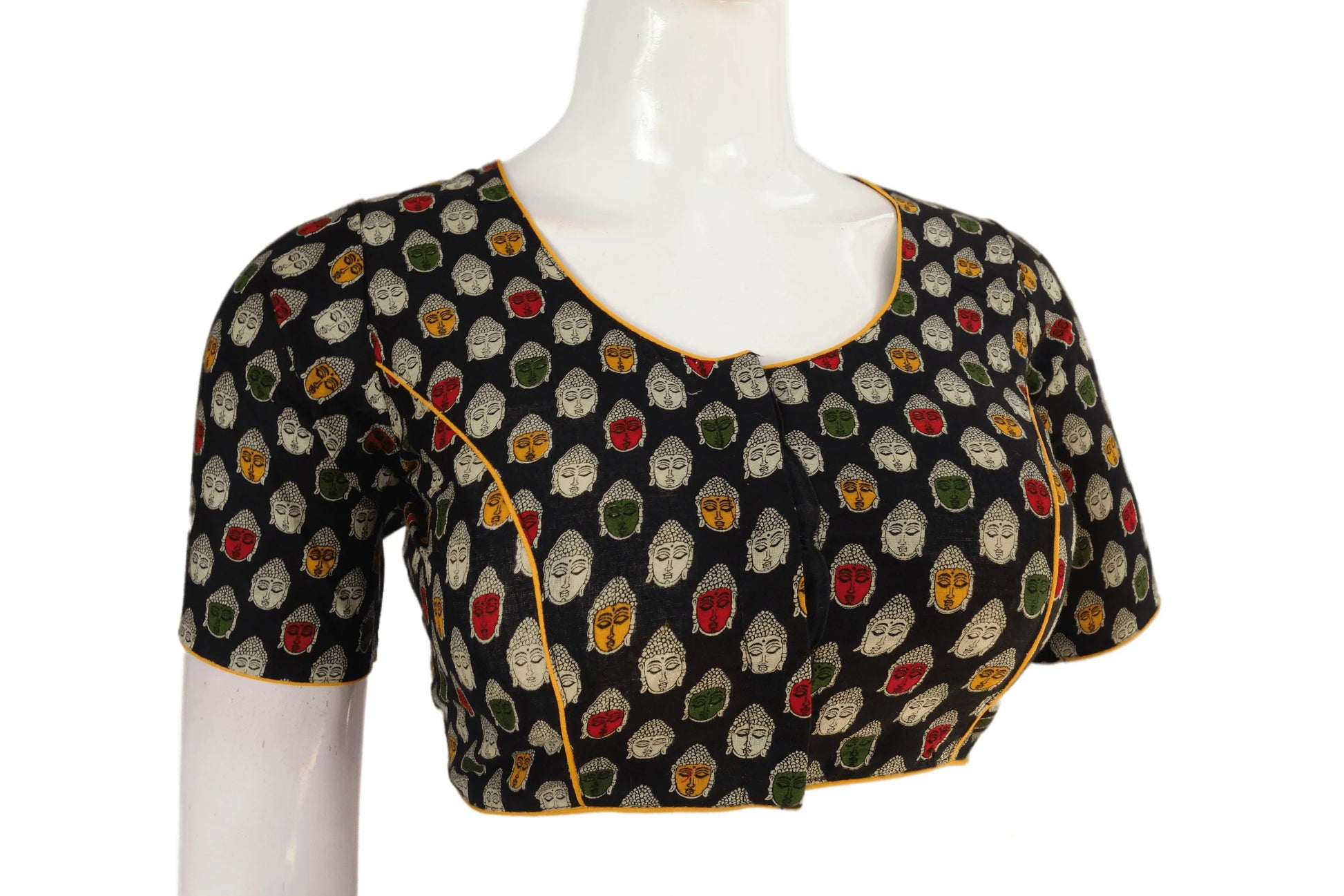 Black Color Patola Print Cotton Readymade Saree Blouse - D3blouses