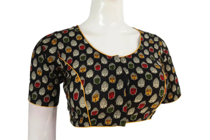 Black Color Patola Print Cotton Readymade Saree Blouse - D3blouses