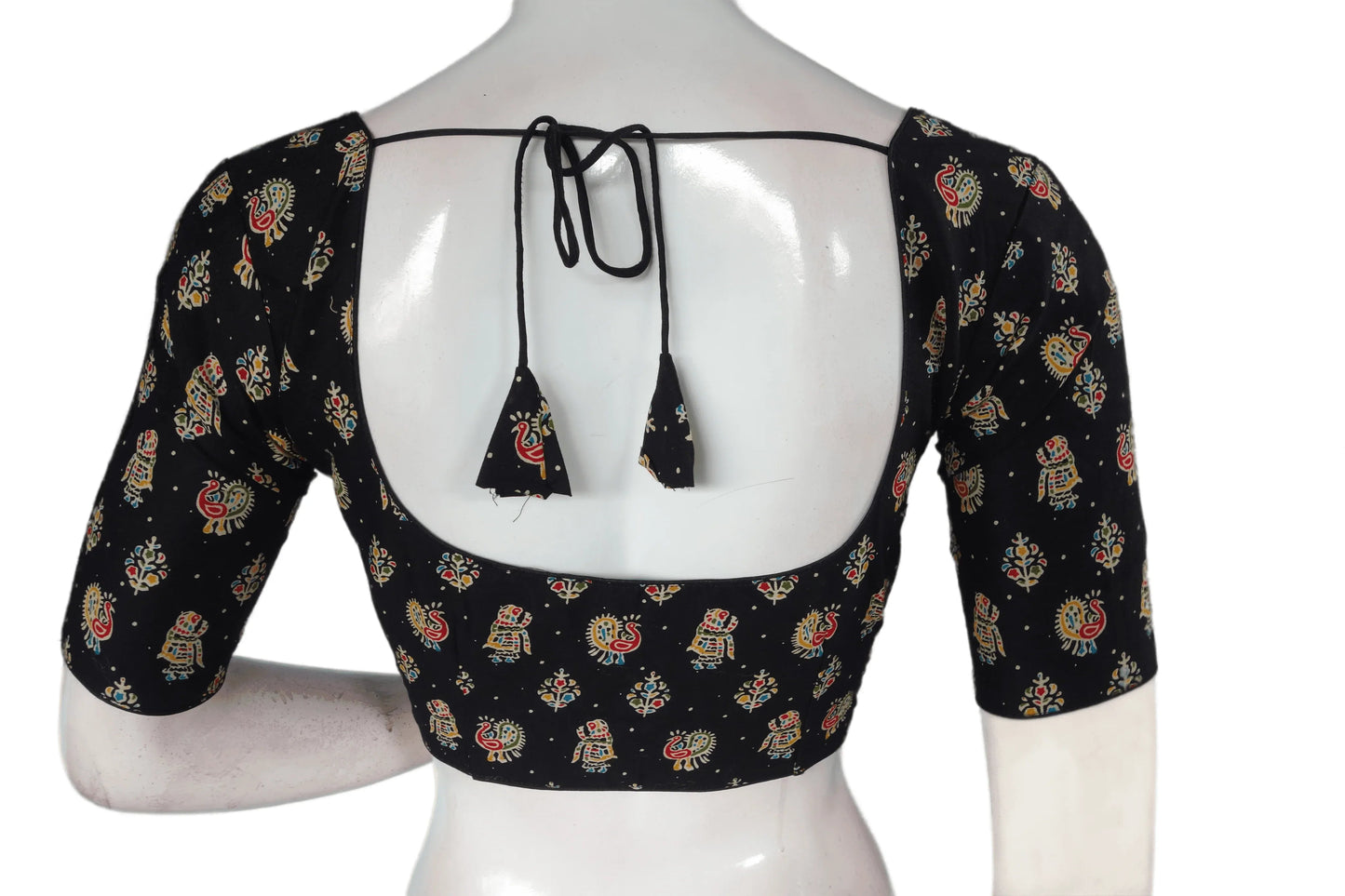 Black Color Patola Print Cotton Readymade Saree Blouse - D3blouses