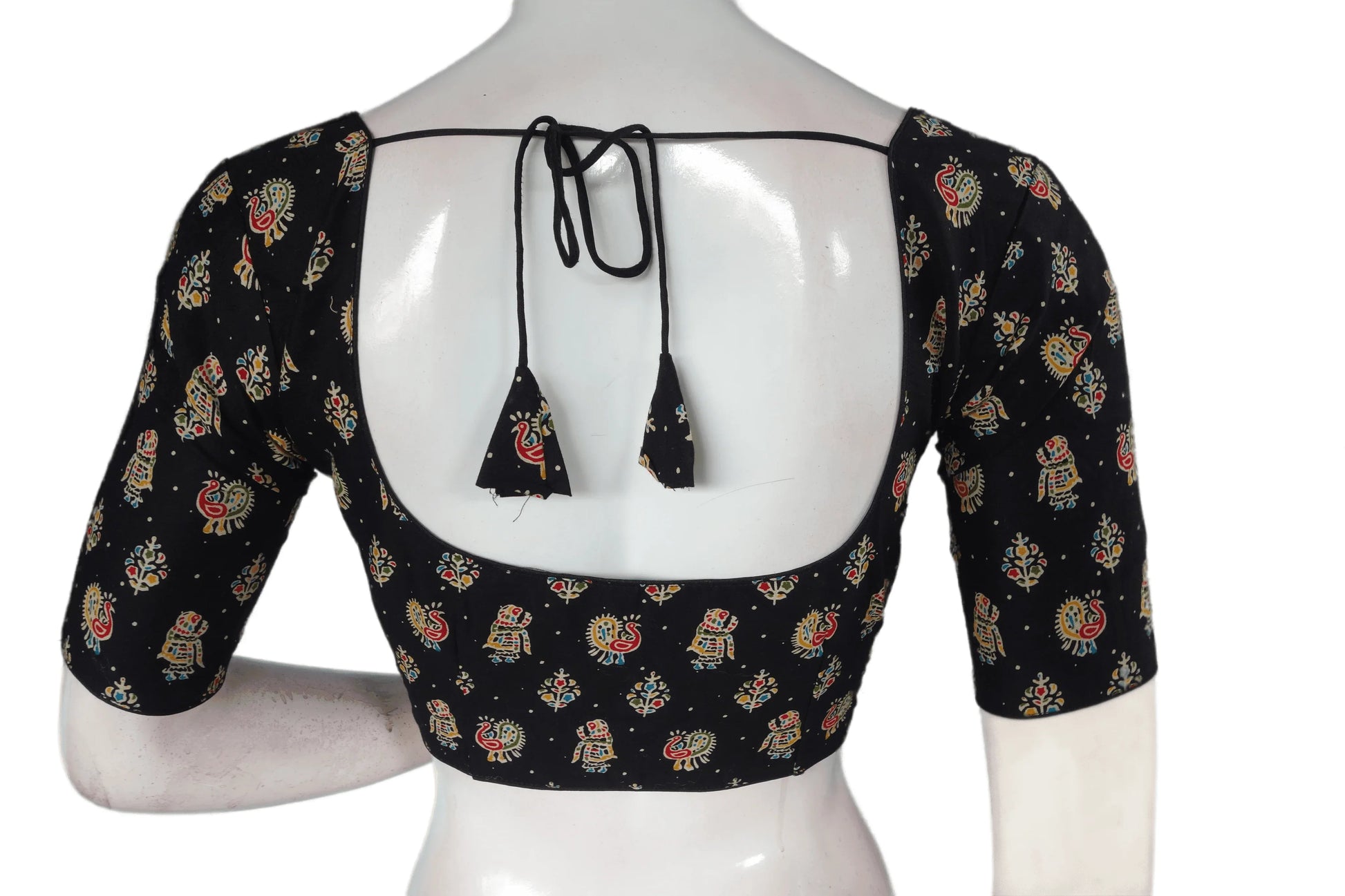 Black Color Patola Print Cotton Readymade Saree Blouse - D3blouses