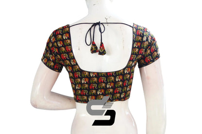 Black Color Patola Print Cotton Readymade Saree Blouse - D3blouses