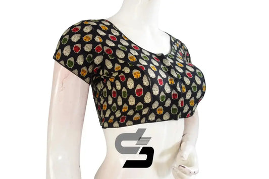 Black Color Patola Print Cotton Readymade Saree Blouse - D3blouses