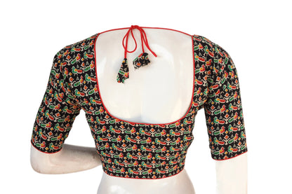 Black Color Patola Print Cotton Readymade Saree Blouse - D3blouses