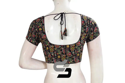 Black Color Patola Print Cotton Readymade Saree Blouse - D3blouses