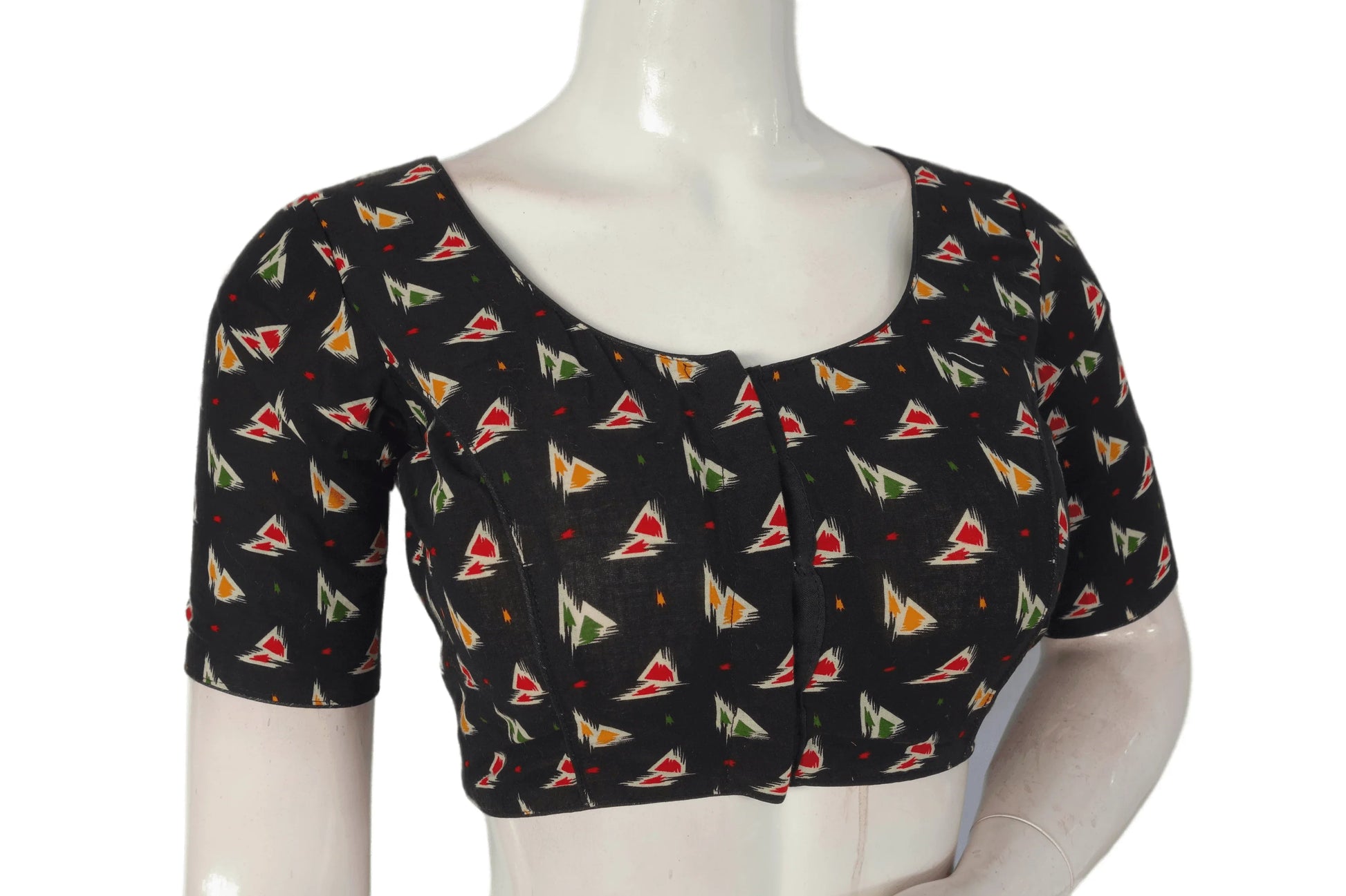 Black Color Patola Print Cotton Readymade Saree Blouse - D3blouses