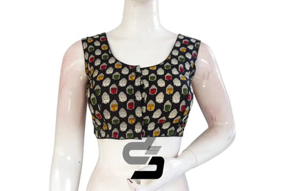 Black Color Patola Print Cotton Readymade Saree Blouse - D3blouses