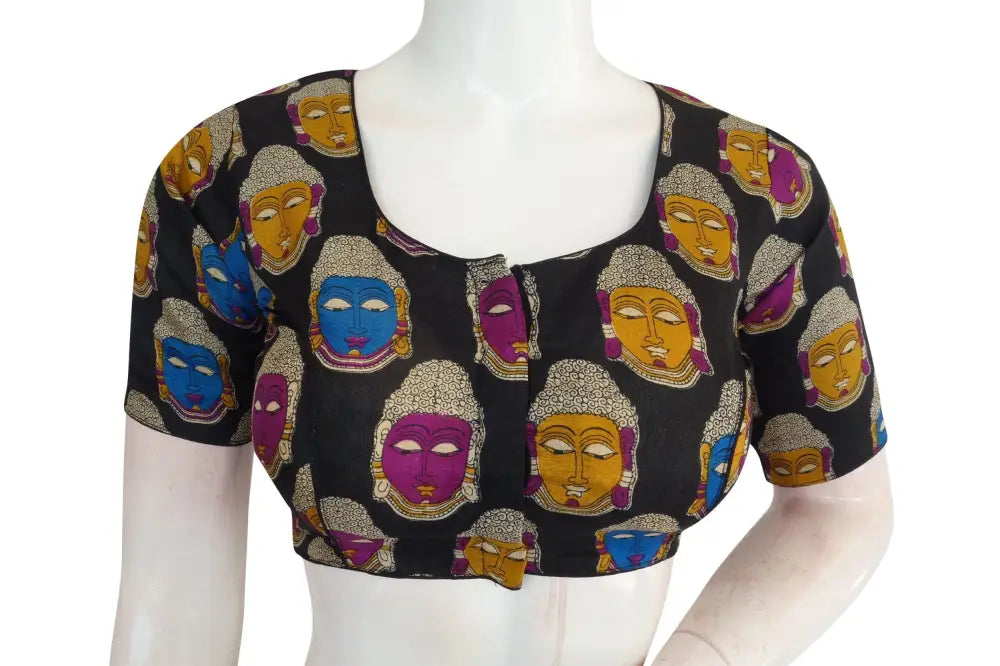 Black Color Printed silk Readymade saree blouse - D3blouses