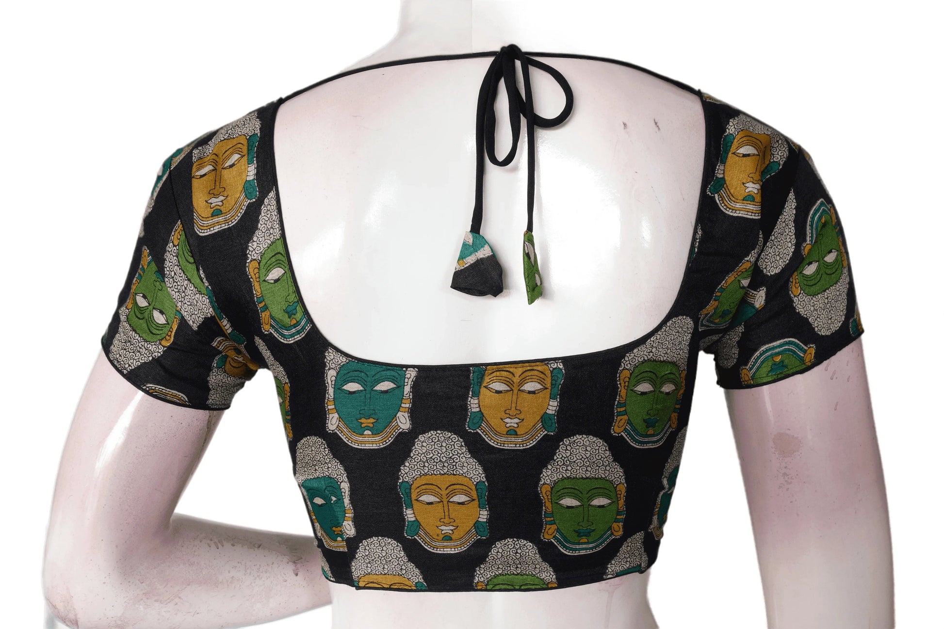 Black Color Printed silk Readymade saree blouse - D3blouses