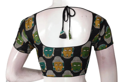 Black Color Printed silk Readymade saree blouse - D3blouses