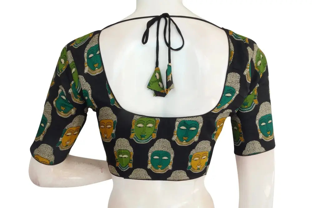 Black Color Printed silk Readymade saree blouse - D3blouses