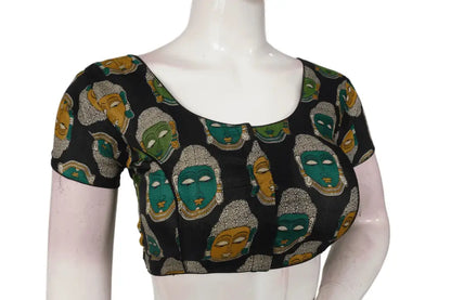 Black Color Printed silk Readymade saree blouse - D3blouses