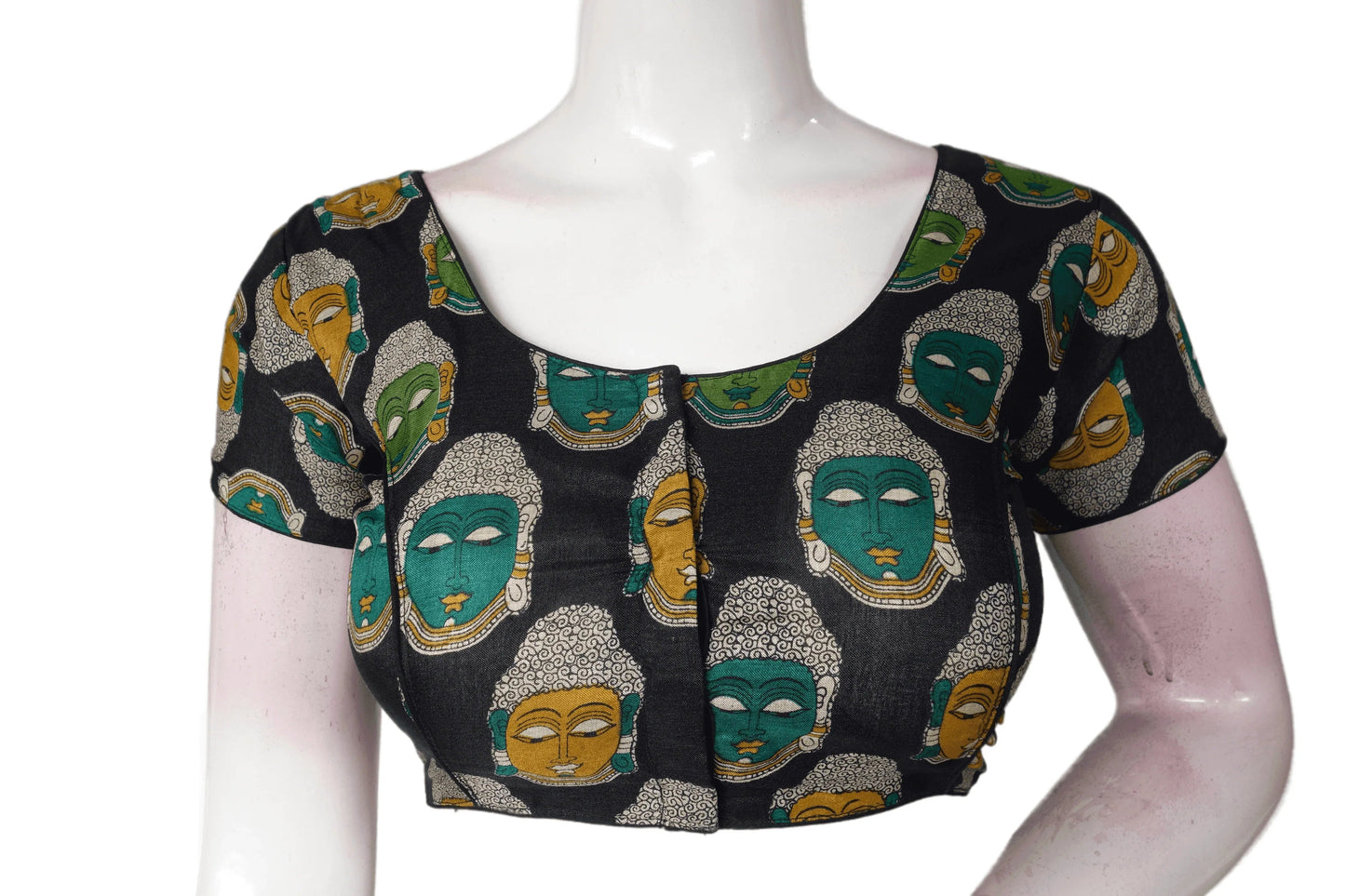 Black Color Printed silk Readymade saree blouse - D3blouses