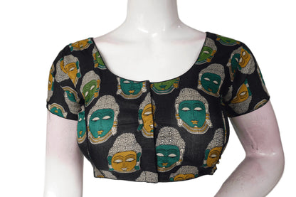 Black Color Printed silk Readymade saree blouse - D3blouses