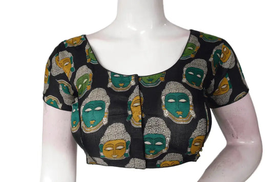 Black Color Printed silk Readymade saree blouse - D3blouses