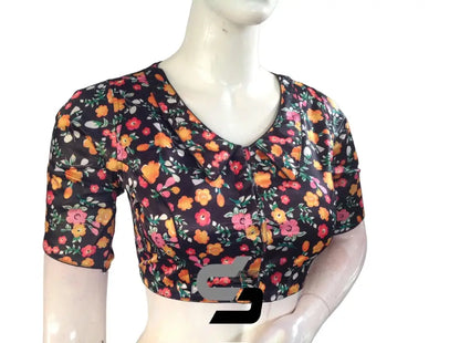 Black Color Satin Silk Peter Pan Collar Readymade Blouse With Matching Mask and Designer Tassels - D3blouses