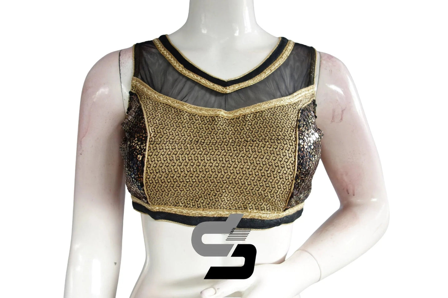 Black Color Semi Silk Designer Party Wear Readymade Blouse/ Indian Crop Tops - D3blouses