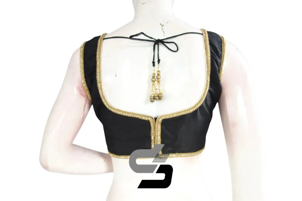 Black Color Semi Silk Designer Party Wear Readymade Blouse/ Indian Crop Tops - D3blouses