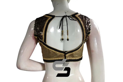 Black Color Semi Silk Designer Party Wear Readymade Blouse/ Indian Crop Tops - D3blouses