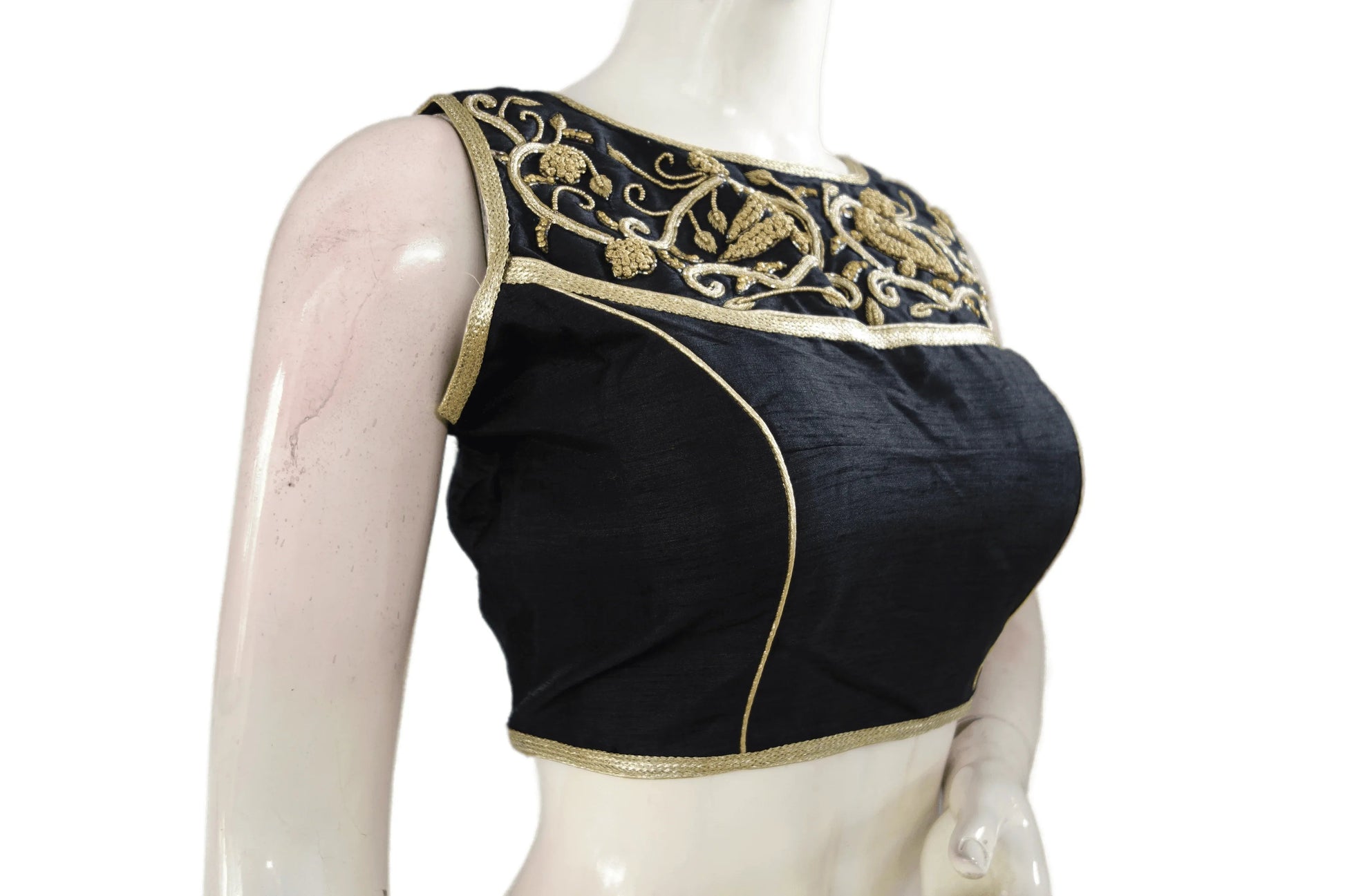Black Color Semi silk Embroidery Party Wear Readymade Blouse - D3blouses