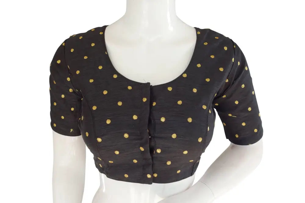 Black Color Semi silk Embroidery Readymade saree blouse, Ready to wear blouse, Indian sari blouse, Crop top - D3blouses